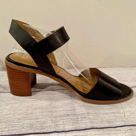 Franco Sarto Black Leather Block Heel Sandals Size 11 - Picture 4 of 14